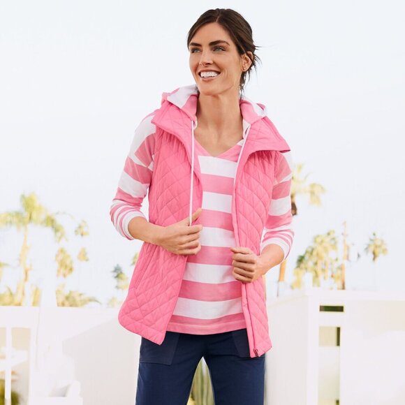 T by Talbots Lightweight Pink Diamond Quilted Puffer Vest Tulip Hem (Size 2X) - Picture 11 of 11
